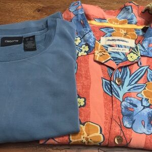 Lot of 2 Men’s Summer Shirts XXL Hawaiian Tommy Bahama & Claiborne Blue & Red